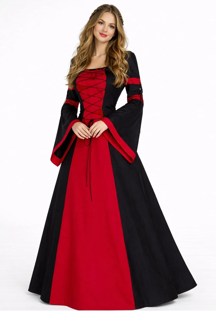 MAYLYNN Mittelalter Kleid Gewand Keyla rot- LARP, Grösse:L L Rot, L Rot