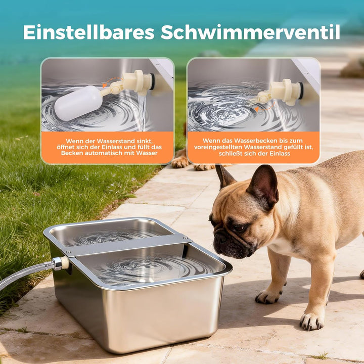 Automatischer Wassertrog aus Edelstahl 25L, Selbstfüllender Wasserspender für Grosse Hunde, Pferde,