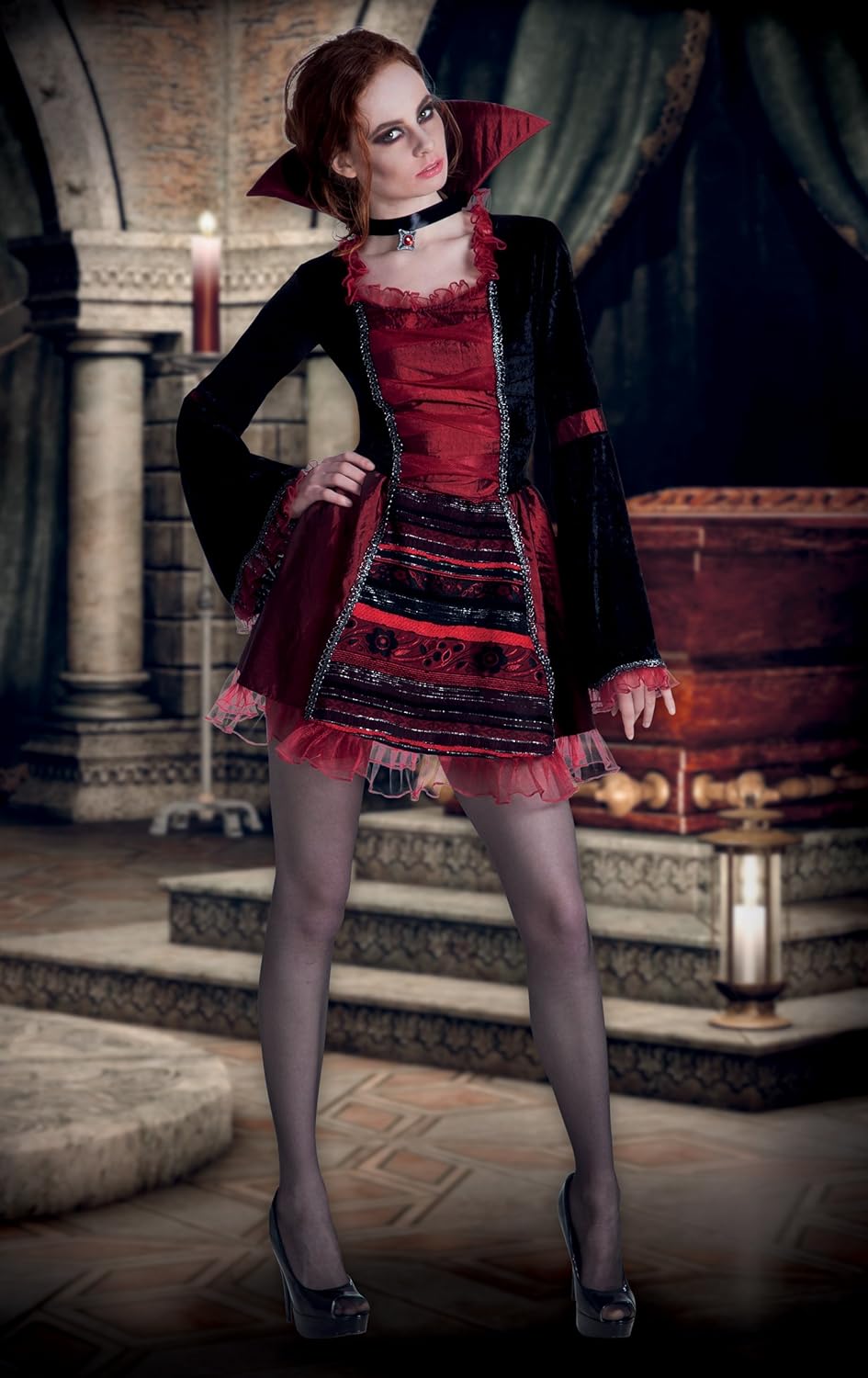 Boland - Kostüm für Erwachsene Vampir Kaiserin, Kleid mit Kragen, Vampir Dame, Spinnen Frau, Karneva