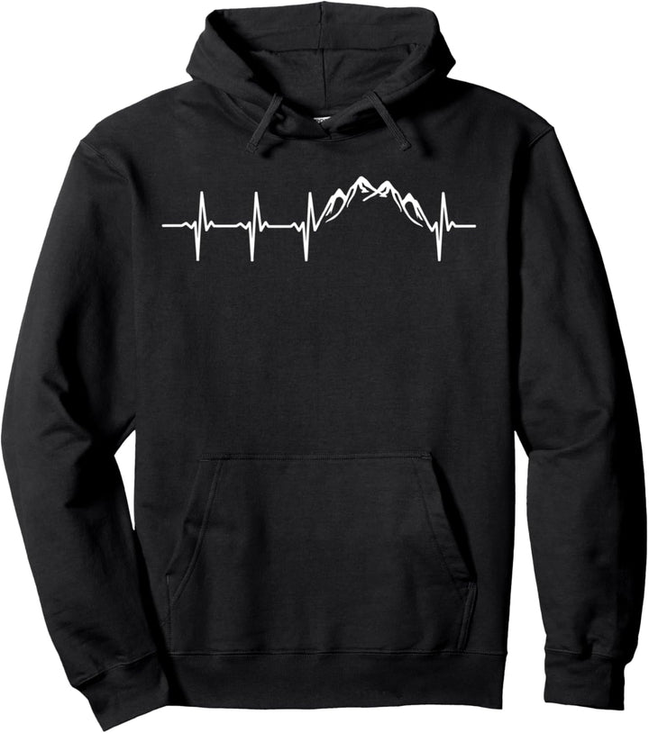 Berge Herzschlag Heartbeat - Wanderer &amp; Bergsteiger Geschenk Pullover Hoodie