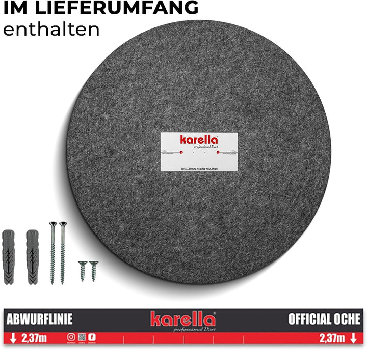 Karella Schallschutz für Steeldartboards mit integriertem Surround/Auffangring, 80% Geräuschreduzier