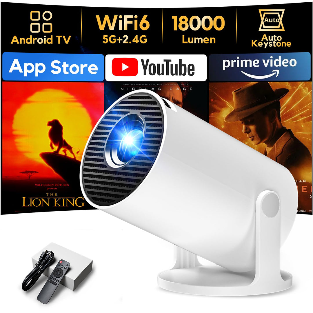 Mini Beamer Unterstützt 1080P [Android 11 &amp; Auto Trapezkorrektur] AKIYO O2 Smart Projektor mit WiFi