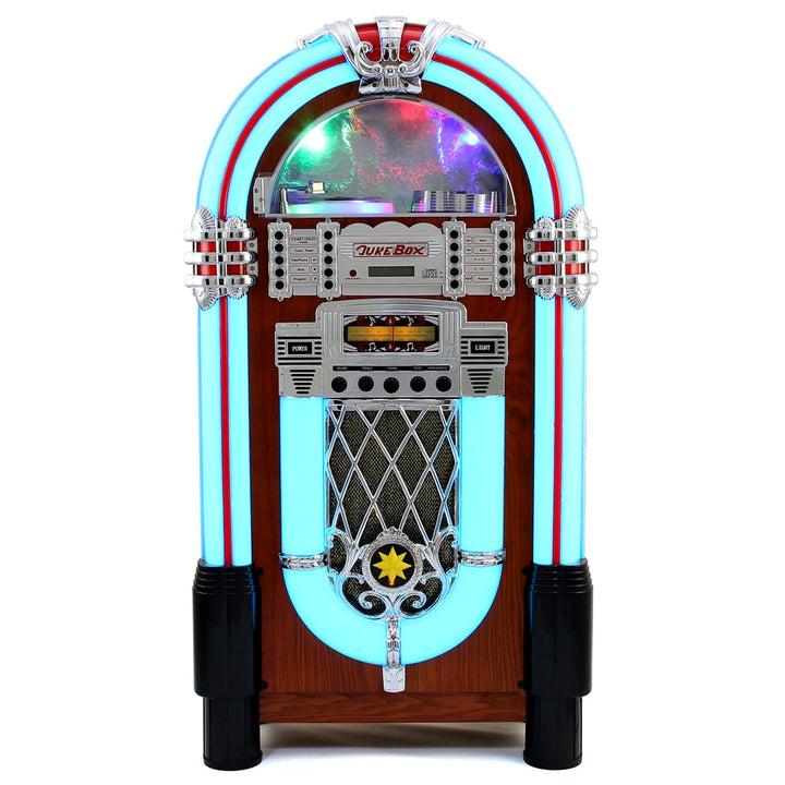 Monstershop Jukebox Retro 50er Jahre Musikbox USB-SD-Slot, AUX, MP3 Player CD-Player Bluetooth-Verbi