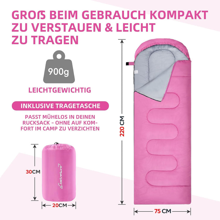 Clostnature Schlafsack Camping - Leichter Schlafsack für Erwachsene mit Kleines Packmass, Kompakter