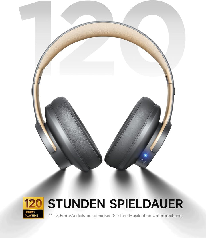 Picun B8 Bluetooth-Kopfhörer, 120H Spielzeit, kabellos, Bluetooth mit 3 EQ-Modi, niedrige Latenz, Fr
