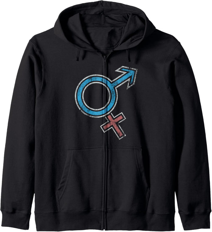 Geschlechtssymbol, männlich-weibliche Symbole, cool retro Kapuzenjacke