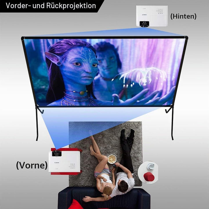 Beamer leinwand(150 "), Projektion Leinwand mit Ständer 16: 9 HD Faltbare Innen- / Aussenprojektion,