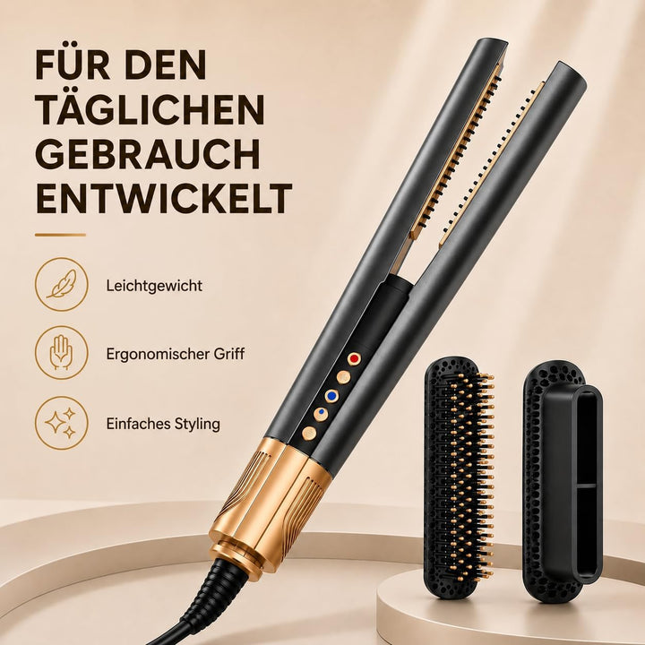 Golden Goods Airloop Haarglätter mit Luft 3-in-1, Luft-Haarglätter, Föhn &amp; Stylingbürste, Glätteisen