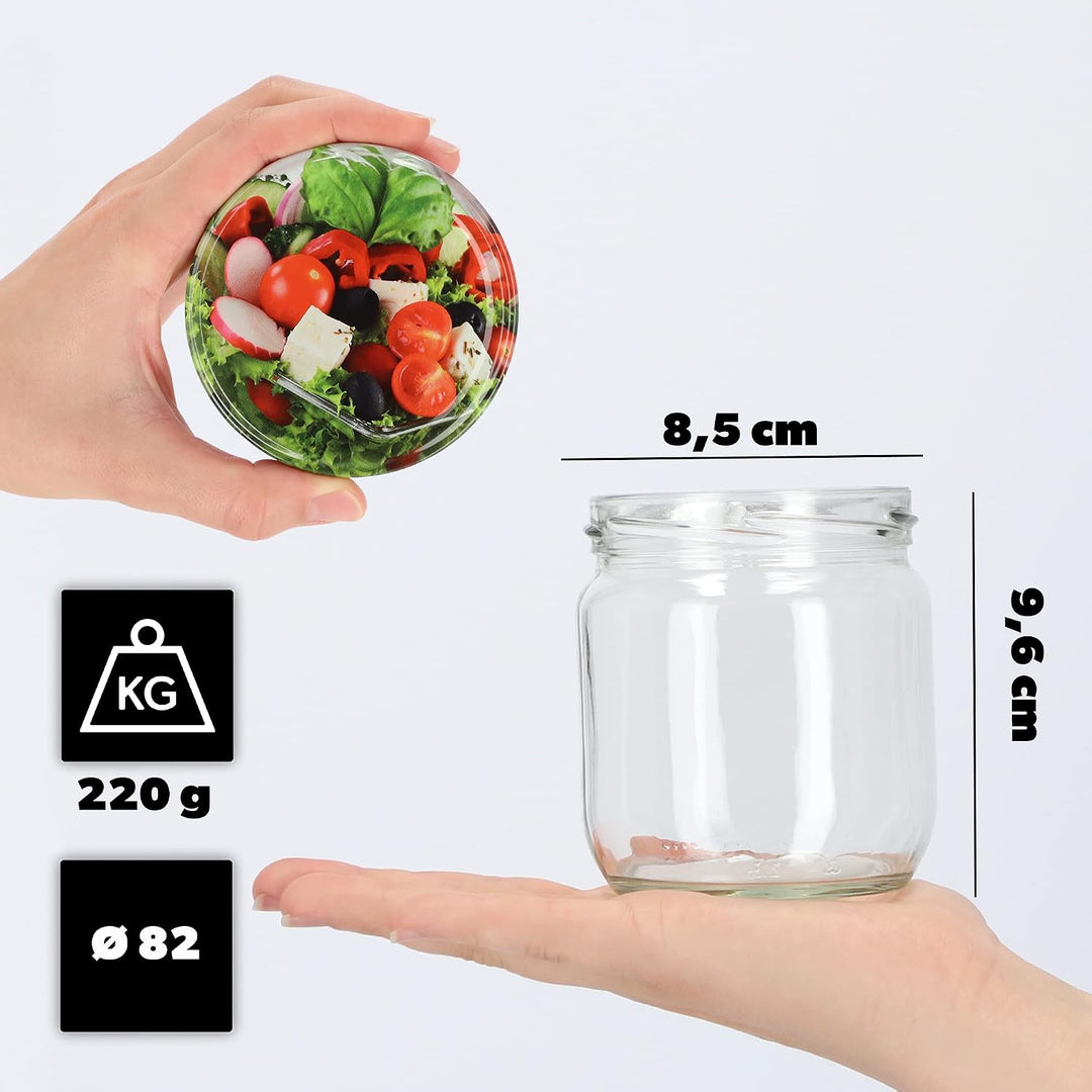 KADAX 12er Set Einmachgläser 425ml TO82 Vege, Sturzgläser Mason Jar mit Schraubdeckel, Luftdichte Tw