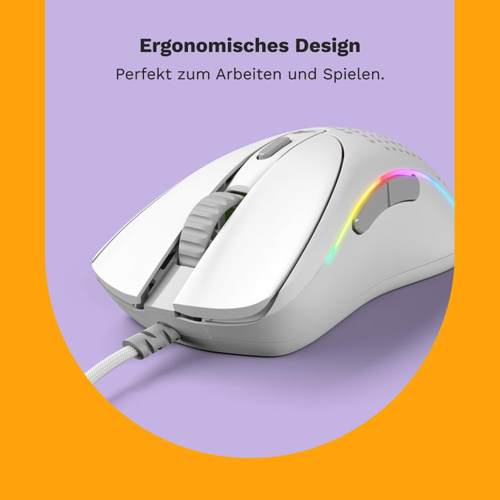 Glorious Gaming - Model D 2: Wired Ergonomic Mouse, Superlight 58g, 26K Optical Sensor, 6 Programmab