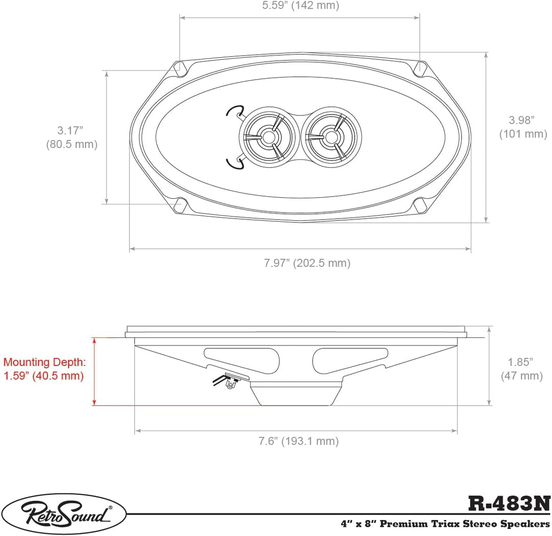 RetroSound R-483N - 3-Wege Coaxsystem 4" x 8", 4" x 8"
