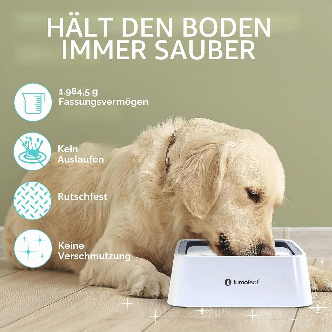LumoLeaf Wassernapf für Hunde, 2L, Anti-Schwapp Fressnapf Hund Unterwegs mit Kohlefilter, Hundenapf