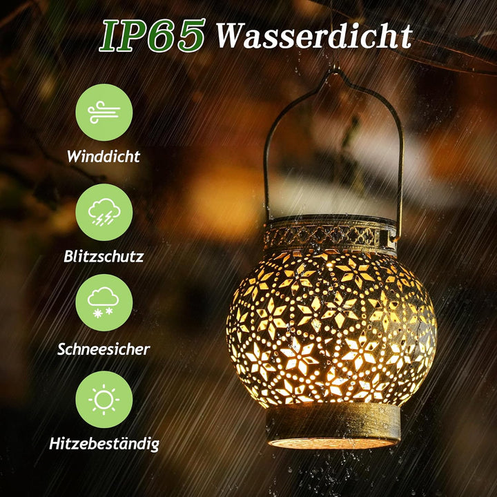 Görvitor Solarlaterne für Aussen 2 Stück, Metall Solarlampen für Aussen Wasserdicht IP65, Diamantblu