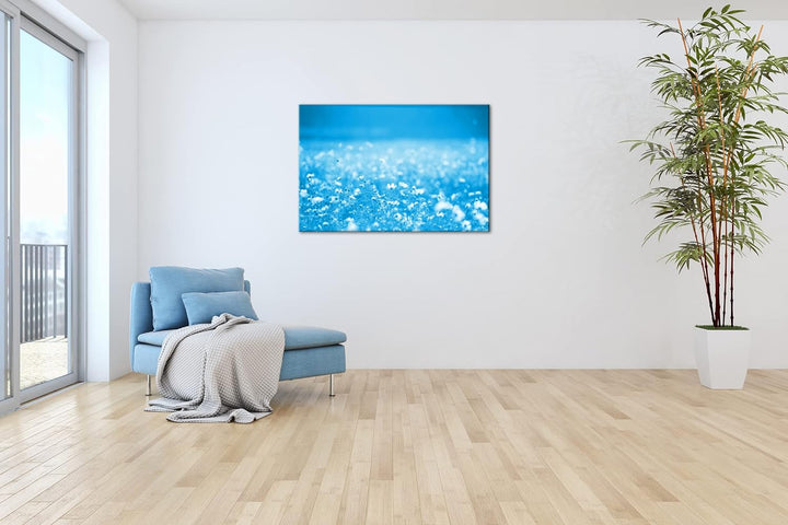 deyoli entzückende Blumenwiese Format 80x60 Effekt: Monocrome Blau als Leinwandbild, Motiv fertig ge
