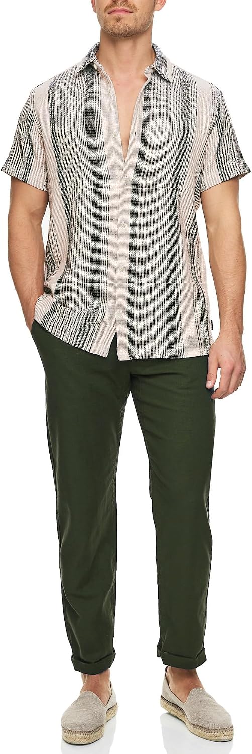 Indicode Herren INCosby Kurzarmhemd mit Button-Down-Kragen | Herrenhemd gestreift Kurzarm Hemd M Arm