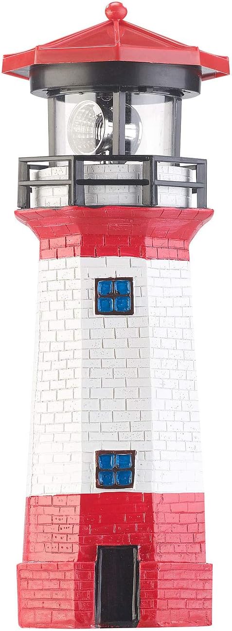 Lunartec Leuchtturm Deko Garten: 2er-Set Solar-Deko-Leuchttürme mit LED-Licht &amp; drehendem Reflektor