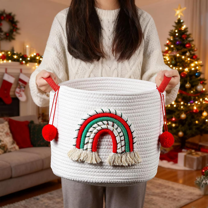 Weihnachtskorb Leer Weihnachtskörbe für Weihnachtsbaum, Aufbewahrung von Weihnachtsschmuck, Weihnach