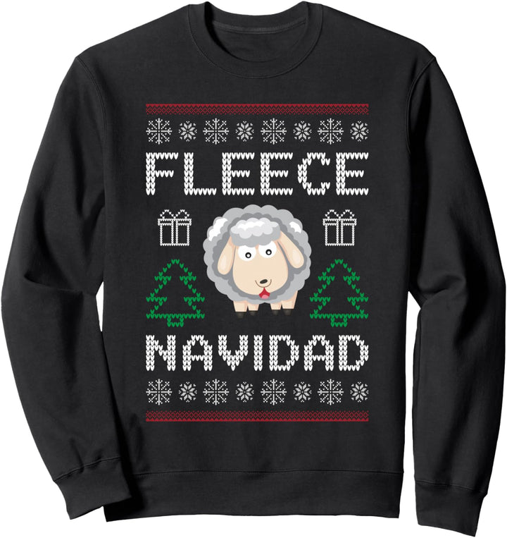 Fleece Navidad Schaf Lustiger hässlicher Weihnachtspullover Sweatshirt
