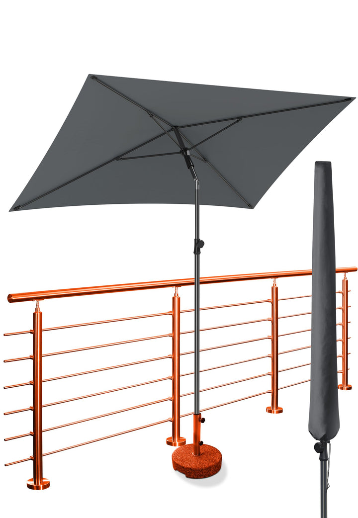 4smile Sonnenschirm Balkon SunnyShade Plus, mit Sonnenschirmhülle - Sonnnenschutz Balkon SET, Anthra