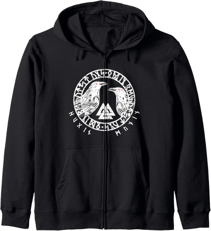 Vegvisir Raben Odins Hugin und Munin Kapuzenjacke