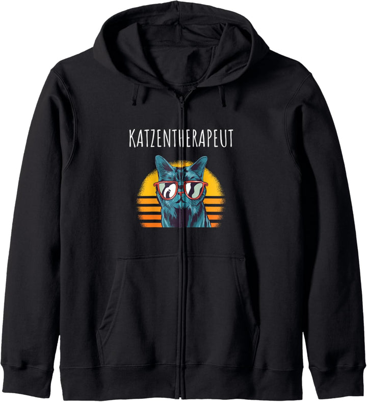 Katzentherapeut Retro Sunset Kapuzenjacke