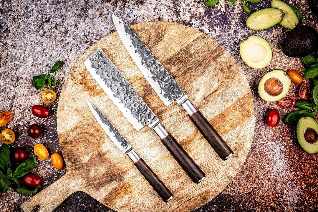 Forged Sebra Messerset 3-teilig, handgefertigt, in Holzkiste