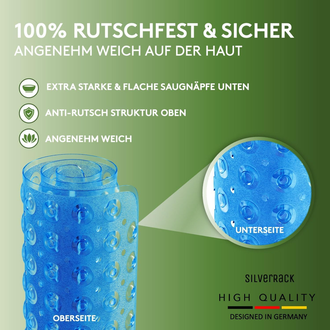 SilverRack Duschmatte rutschfest 53x53 cm (Blau) - Antirutschmatte Dusche BPA frei für Kinder - Bade