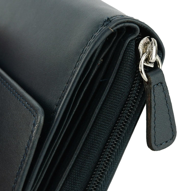 Laura Biagiotti Damen-Geldbörse aus echtem Leder, geräumig mit Geschenkbox Navy 208, Navy 208