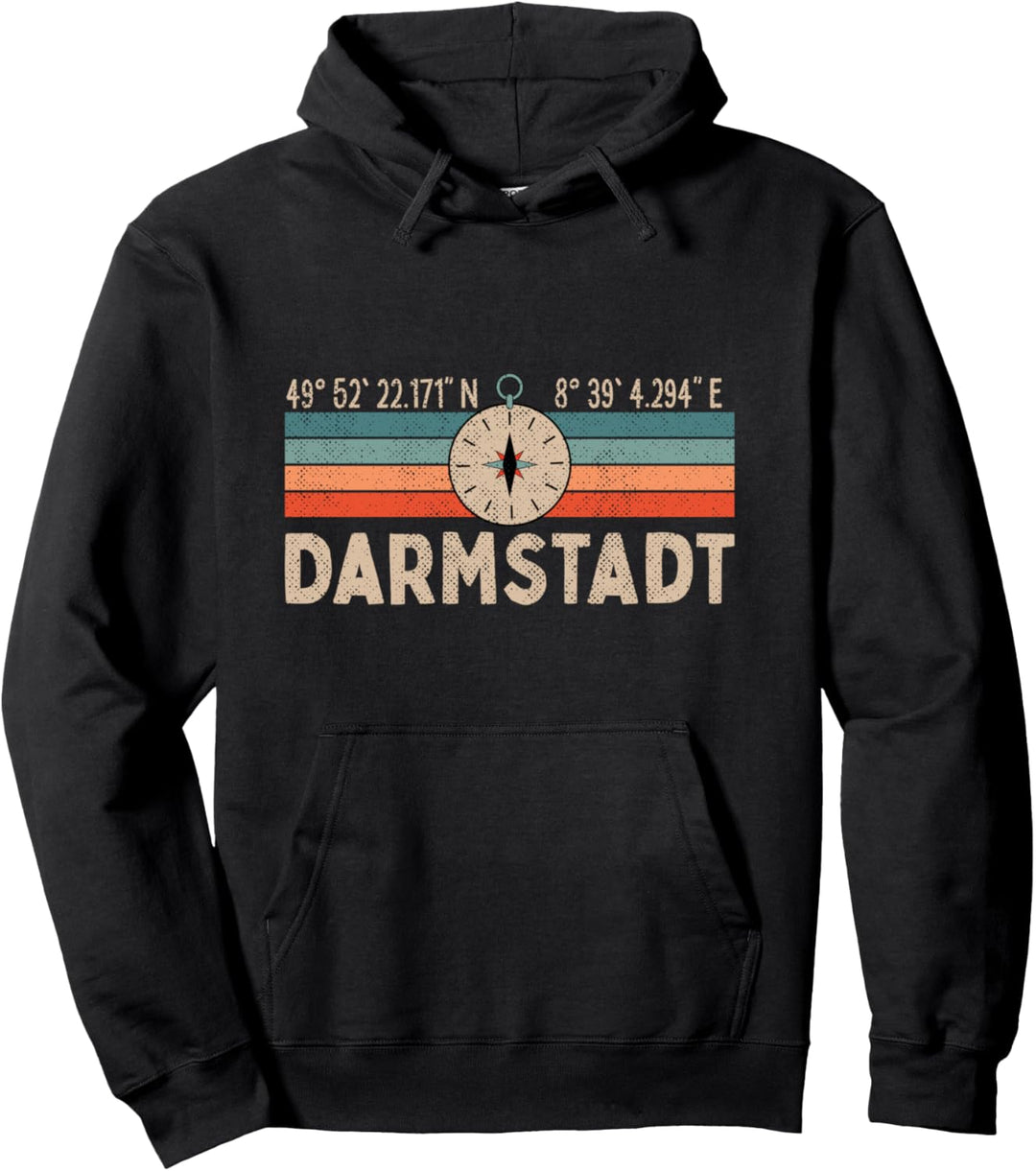 Vintage Darmstadt Kompass Retro Heimatstadt Pullover Hoodie