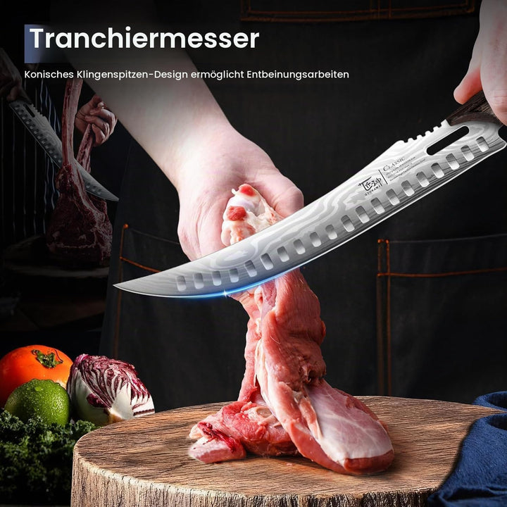 Fleischermesser Set, 3-teilig, Küchenmesser zum Schneiden von Fleisch, Hackmesser, Ausbeinmesser &amp; Z