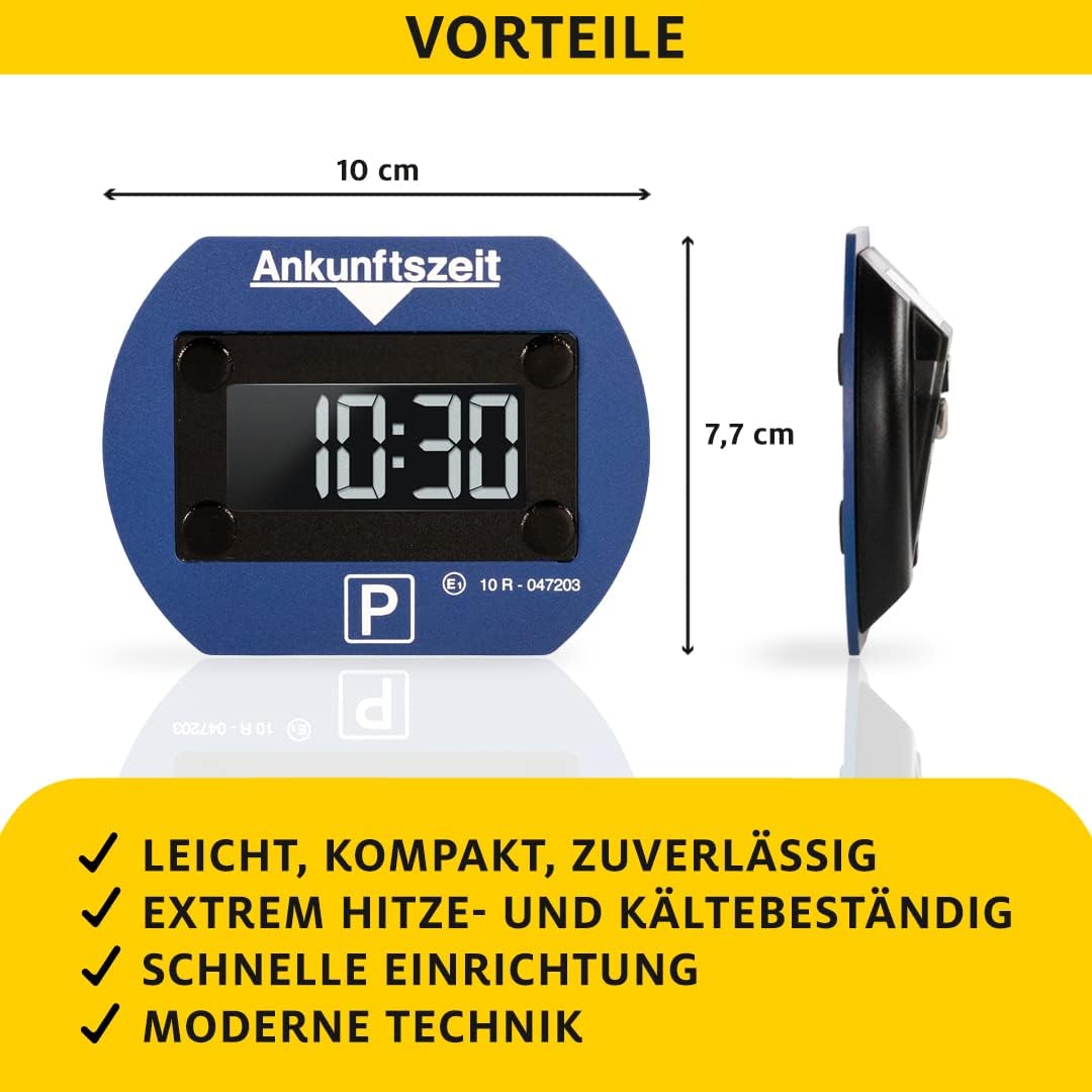 OK Cars - Park Lite Parkscheibe elektrisch mit Zulassung nach STvO - Vollautomatische Parkuhr mit Ba