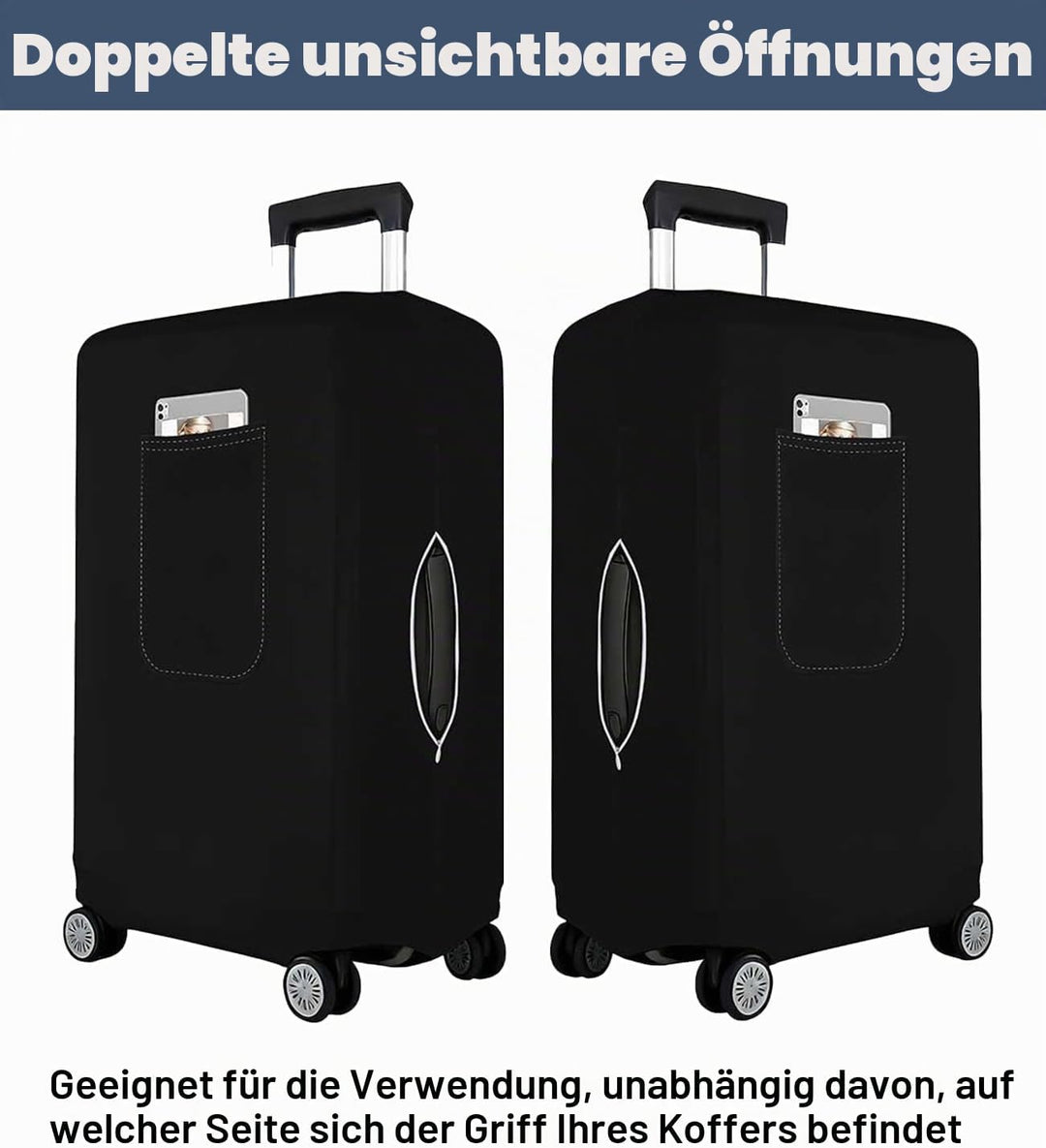 Morbuy Elastisch Kofferschutzhülle, Klein Kofferhülle Schwarz mit Reissverschluss, Suitcase Luggage