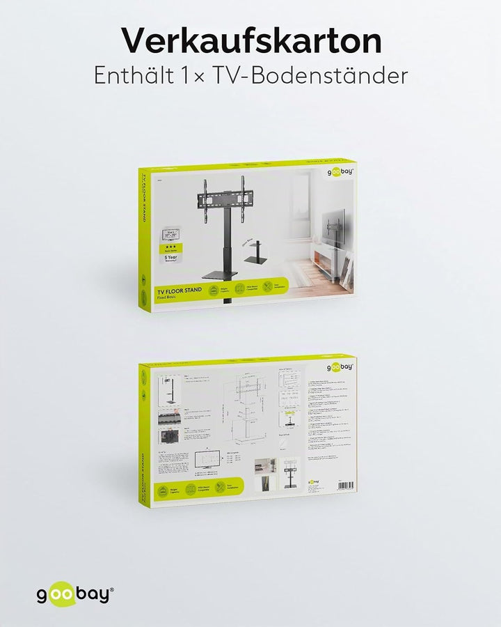 goobay 58526 TV Standfuss für Fernseher und Monitore zwischen 37“ und 70 Zoll (94-180cm) / Schwenkba