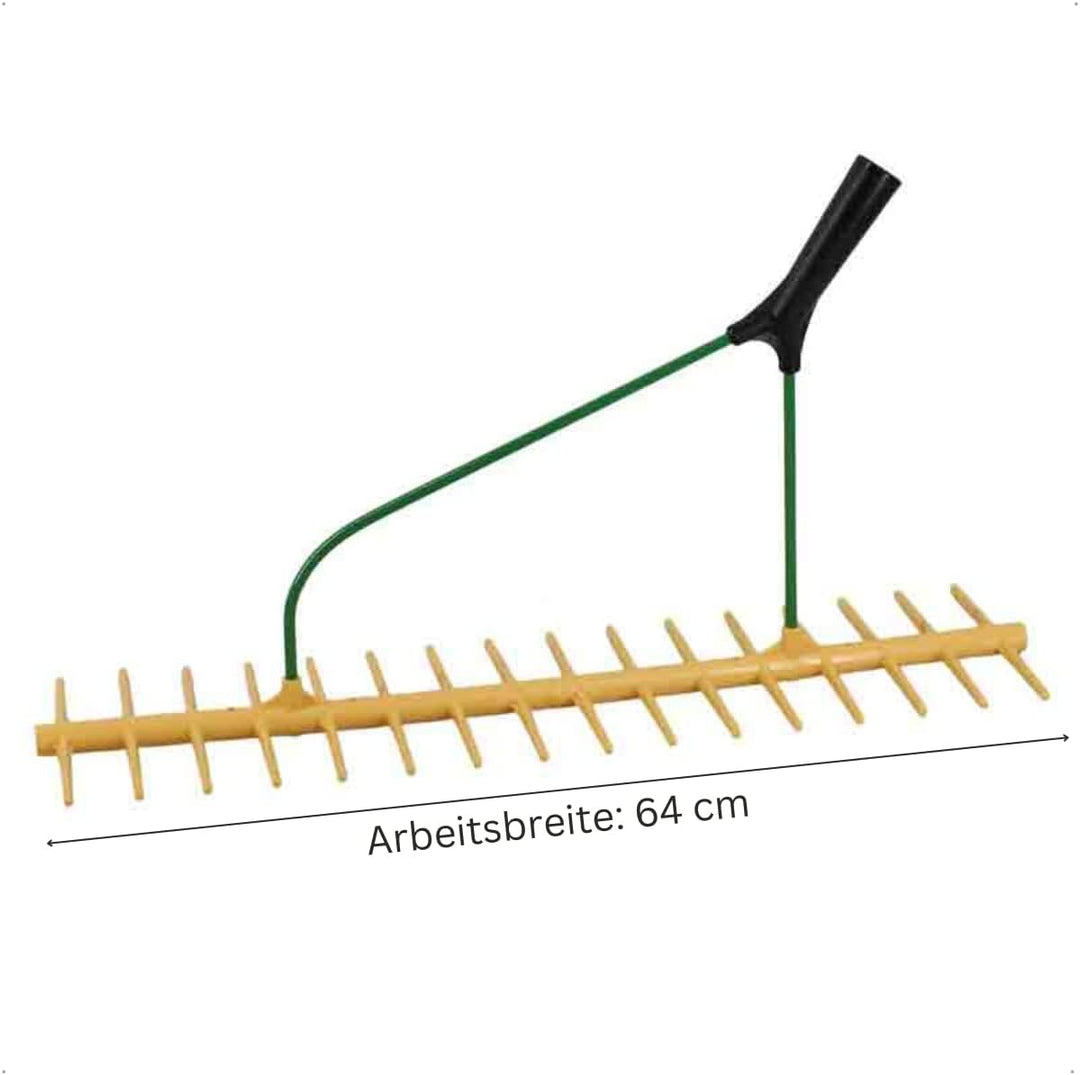 Rekord - Kunststoffrechen 64 cm - Doppelseitig mit 32 Zinken - Heurechen | Gartenrechen ohne Stiel f
