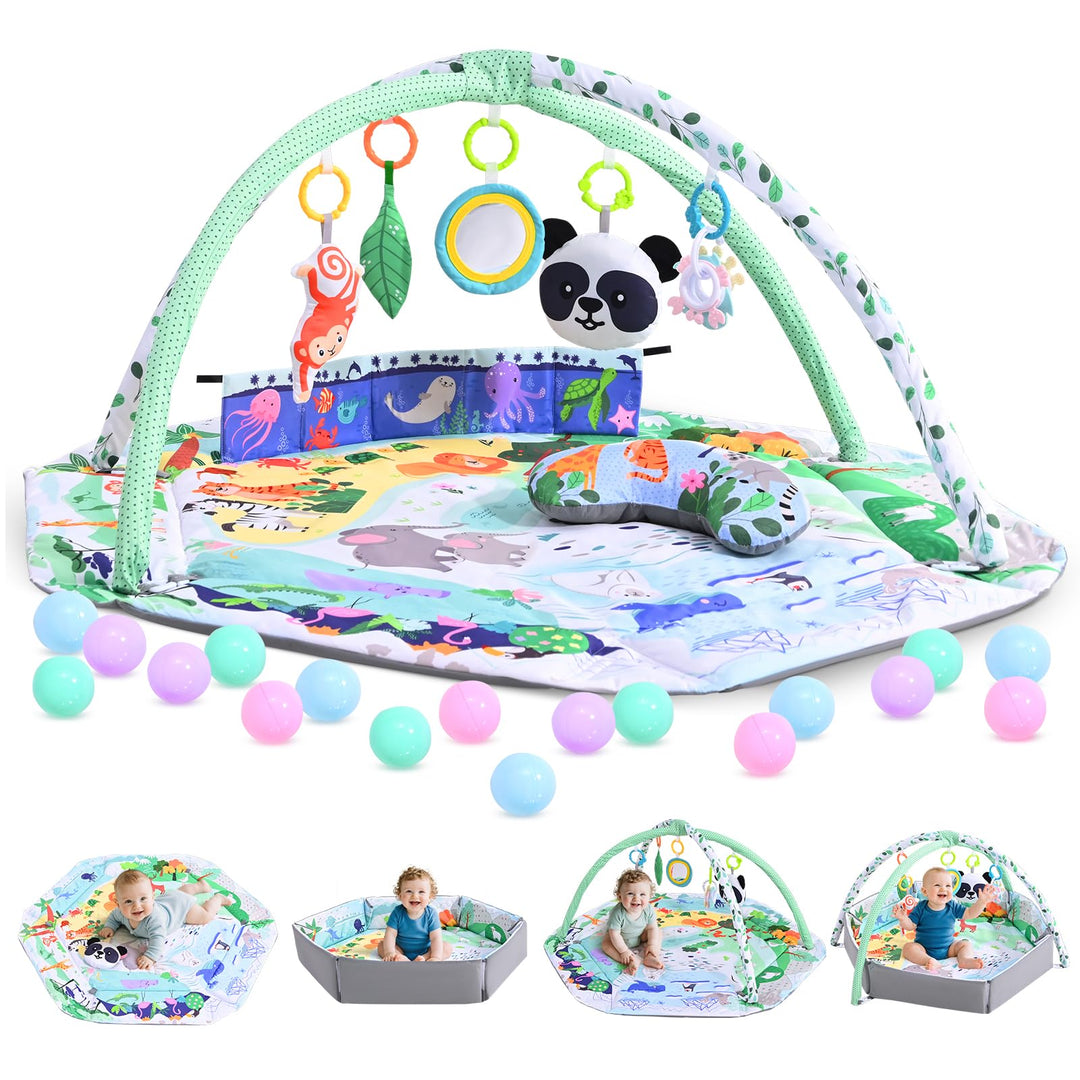 8-in-1 Faltbare Spielbogen Baby Spieldecke Mit Entwicklungszonen,Interaktive Sensorik Spielzeug Mult