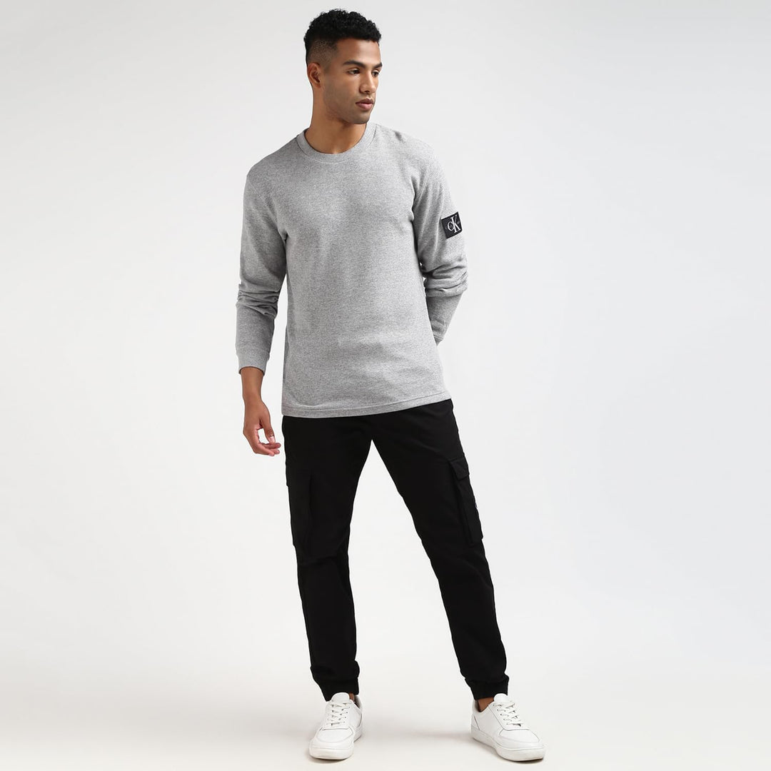 Calvin Klein Herren Langarm Strickoberteile, Grau (Gray Heather)
