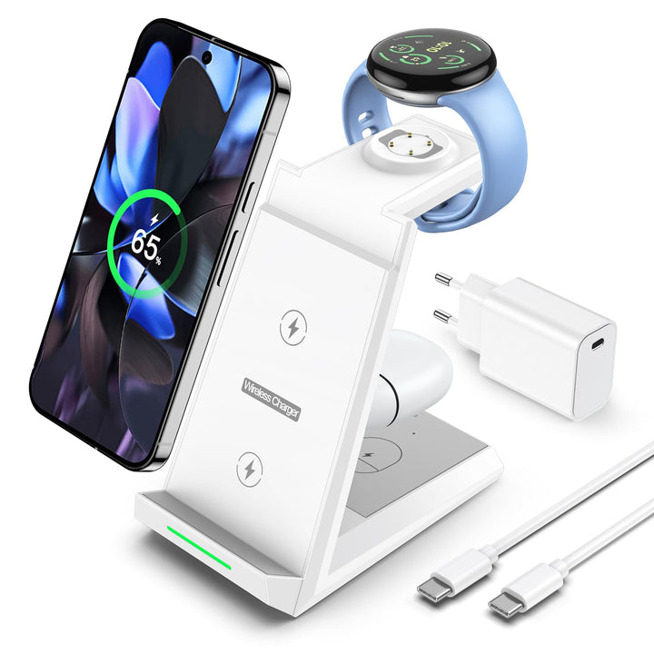 NANAMI induktive Ladestation für Google Pixel Watch 3/2/Fitbit Versa 4/3, 3 in 1 Wireless Charger fü
