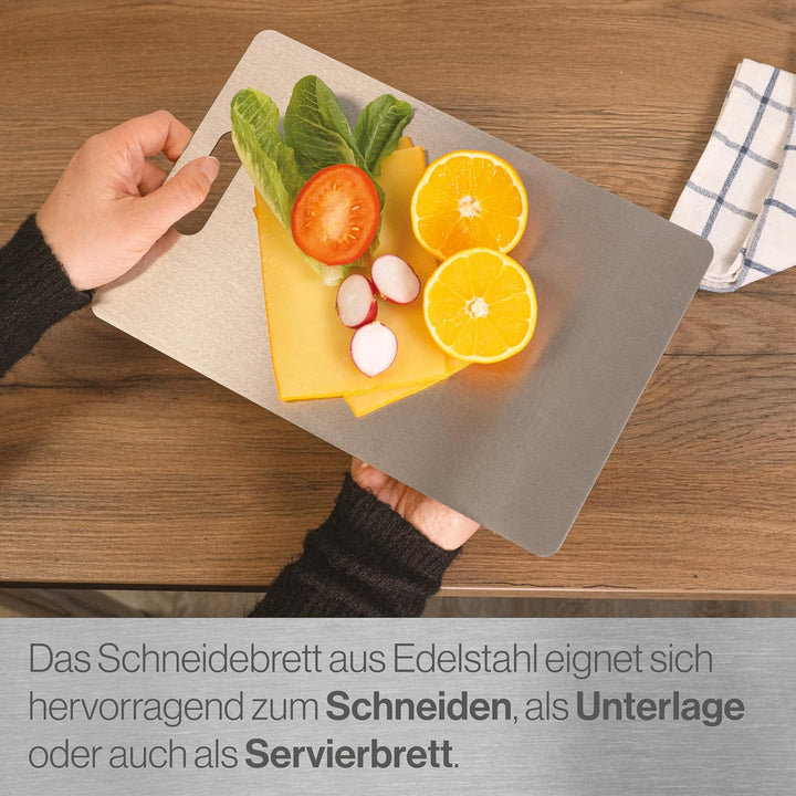 Edelstahl Schneidebrett - Für Fleisch, Fisch &amp; Gemüse - Hygienisches Schneidbrett Metall - Stahl Bre
