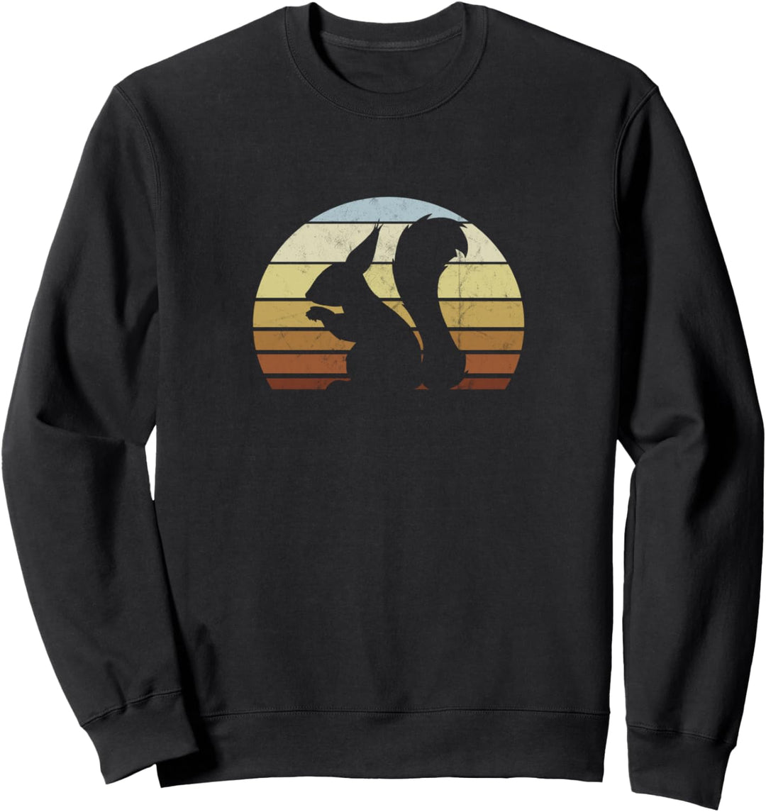 Retro Nagetier Silhouette vor Sonnenuntergang Eichhörnchen Sweatshirt