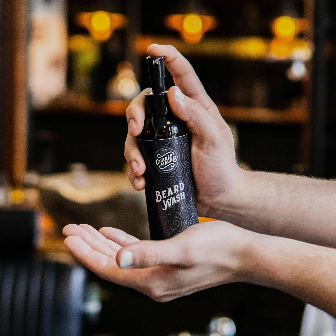 Charlemagne Bartshampoo - 200 ml - Barbershop-Erlebnis &amp; Bart Styling für trockene Haut - Bartshampo
