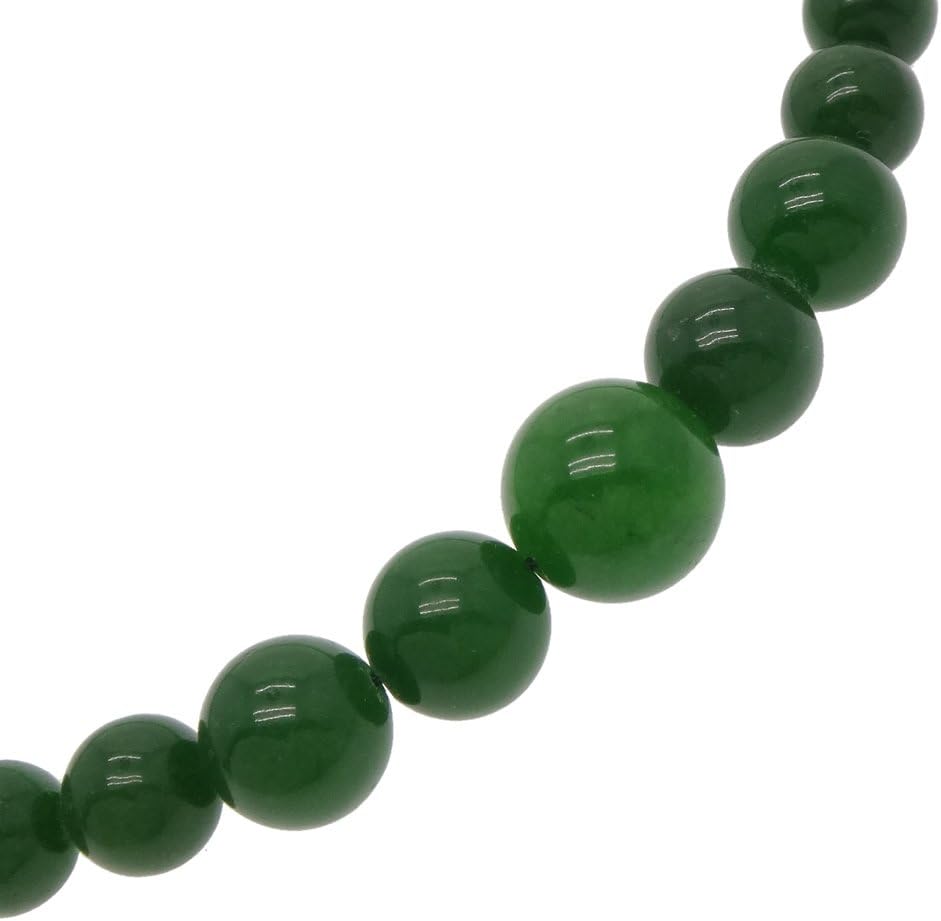 Vifaleno Jade Halskette, natürlicher Jade, grün, rund, 6-14mm