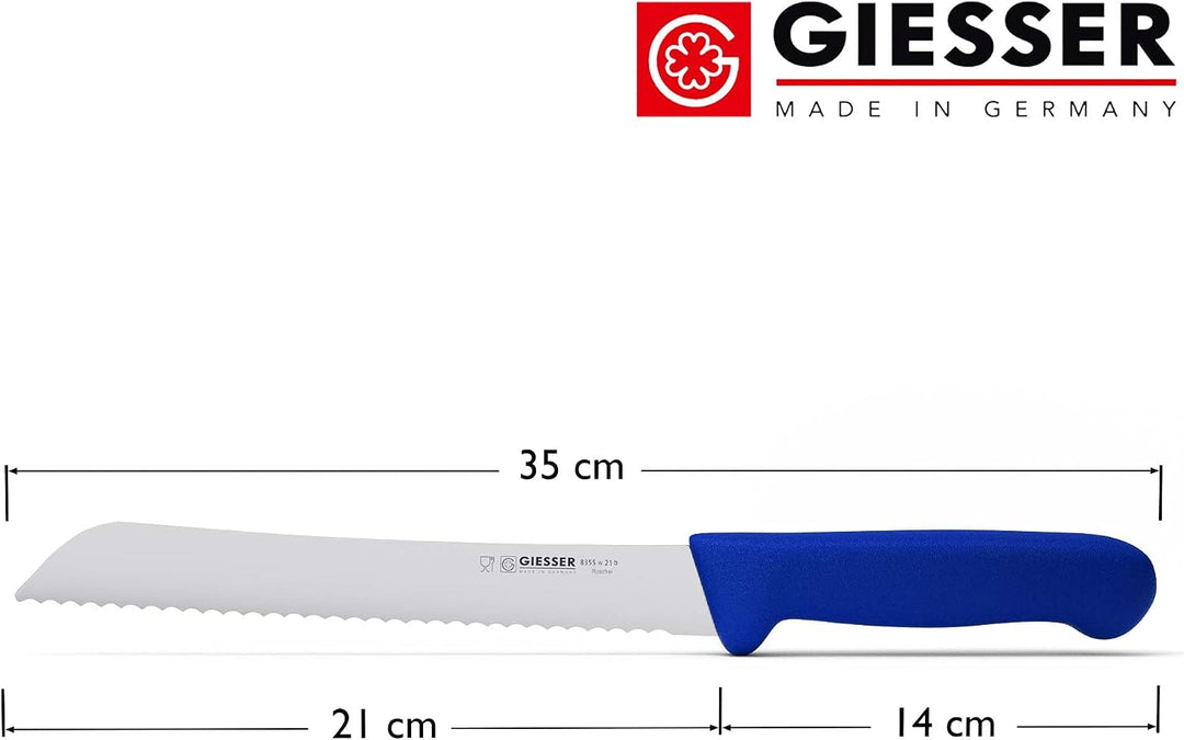 Giesser seit 1776 - Made in Germany - Brotmesser blau, Basic Blue, Klinge 21 cm, Wellenschliff, ruts