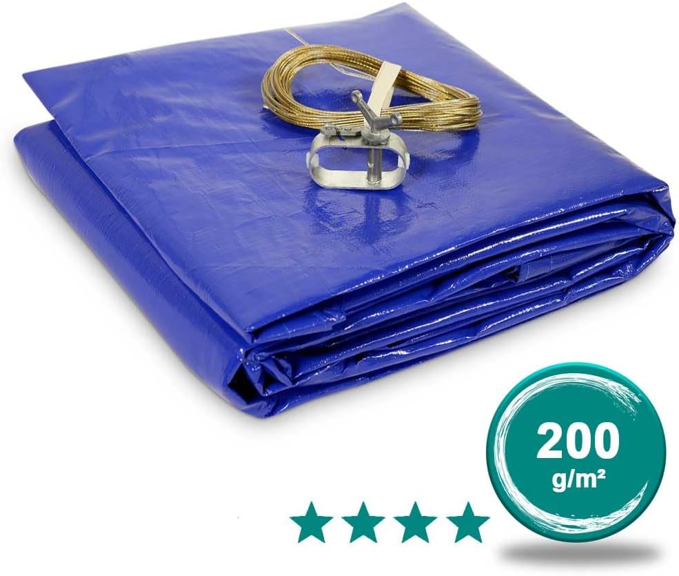 Premium Abdeckplane Rundpool 200 g/m² blau schwarz | Sommer- und Winterabdeckung | Schwimmbad Poolab