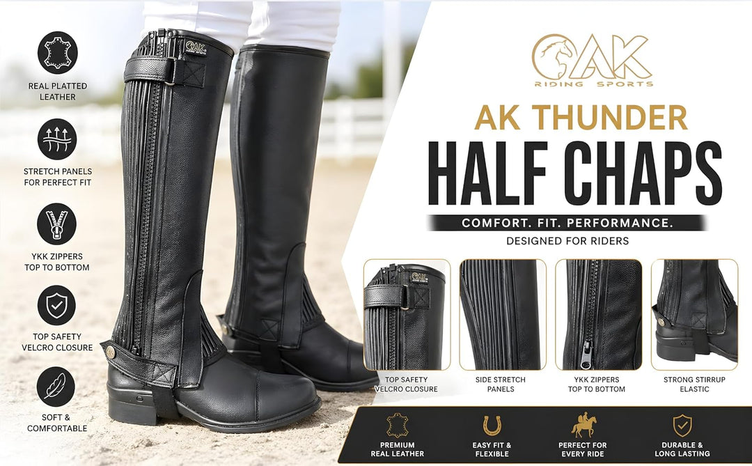 AK Thunder Reit-Halbchaps aus Leder Braun XXS, Braun XXS