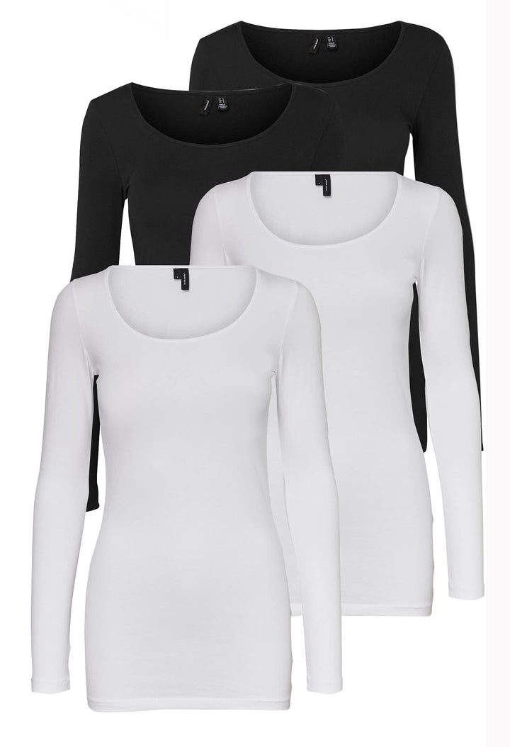 VERO MODA Female Top VMMAXI T-Shirt S Weiss/Schwarz (2x Bright White/ 2x Black), S Weiss/Schwarz (2x