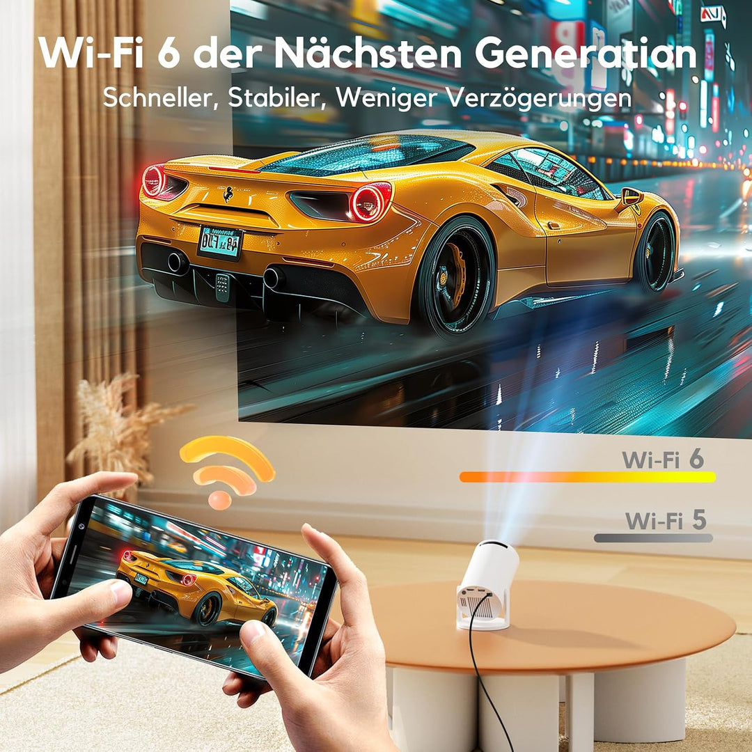 Mini Beamer Unterstützt 1080P [Android 11 &amp; Auto Trapezkorrektur] AKIYO O2 Smart Projektor mit WiFi
