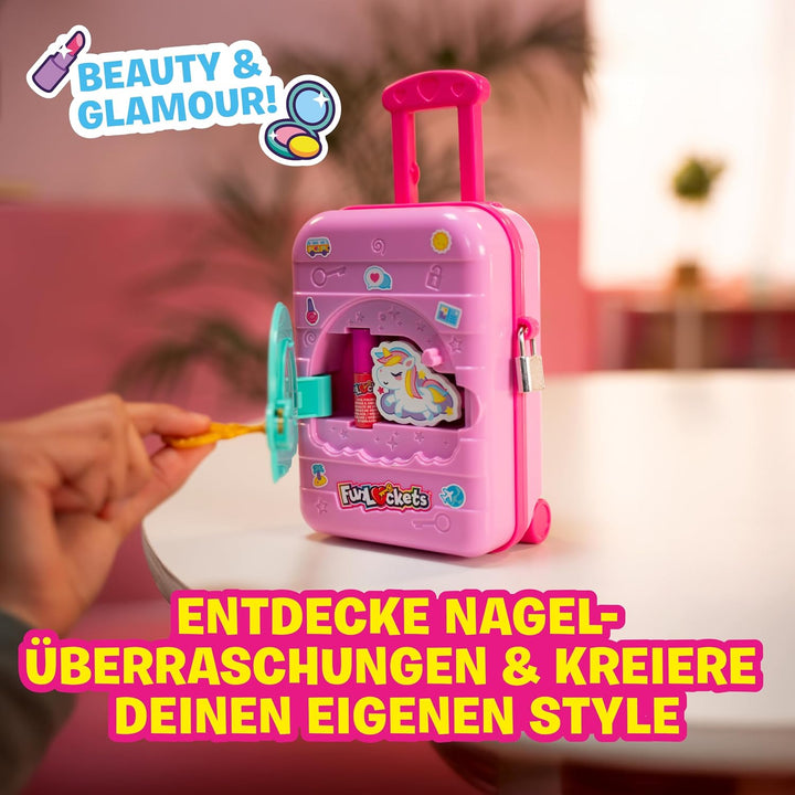 FUNLOCKETS Geheimes Nagelstudio-Koffer – Nagelstudio mit Kindernagellack 6+ | Rosa Überraschungsspie