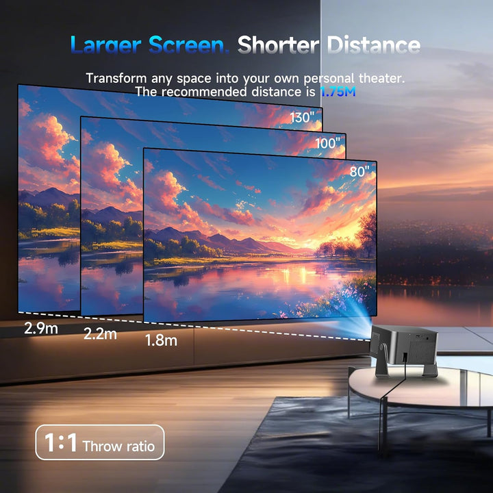 Magcubic Beamer 4K mit【Google TV】 Native1080P Mini Beamer mit WiFi 5, Bluetooth 5.1,15W-Lautsprecher