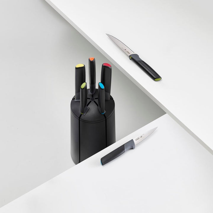 Joseph Joseph Elevate Messerblock, 5-teilig, drehbar, japanischer Edelstahl, Schwarz Mehrfarbig