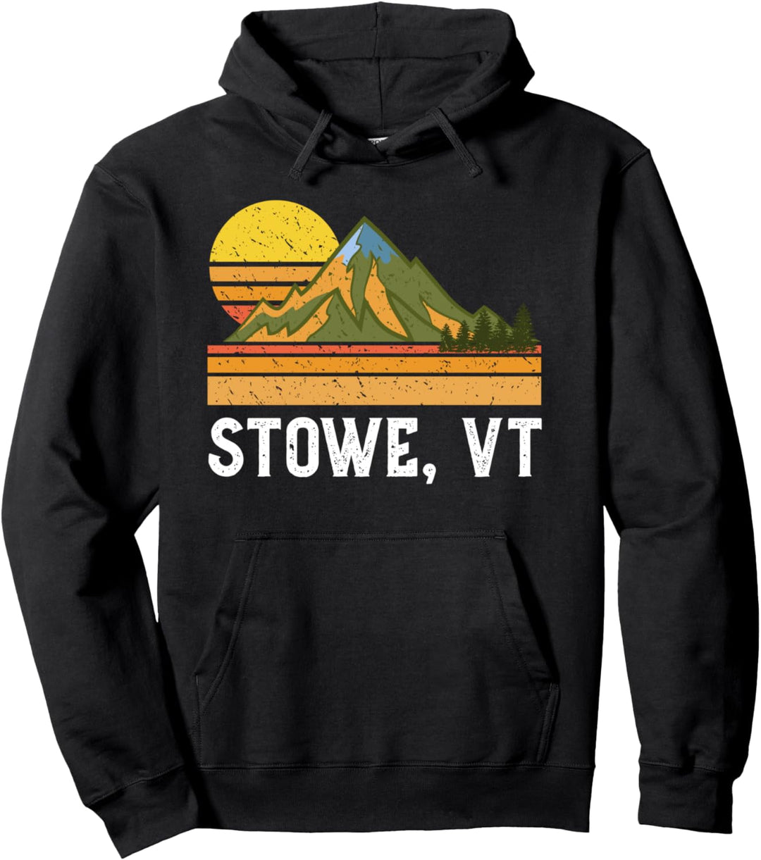 Mountain Sunset Vacation Gift- Stowe Vermont Pullover Hoodie